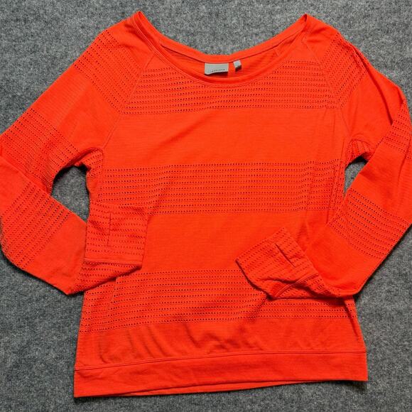 Athleta Sweaters - Athleta Limitless Coral Orange Perforated Long Sleeve Athleisure Top Medium